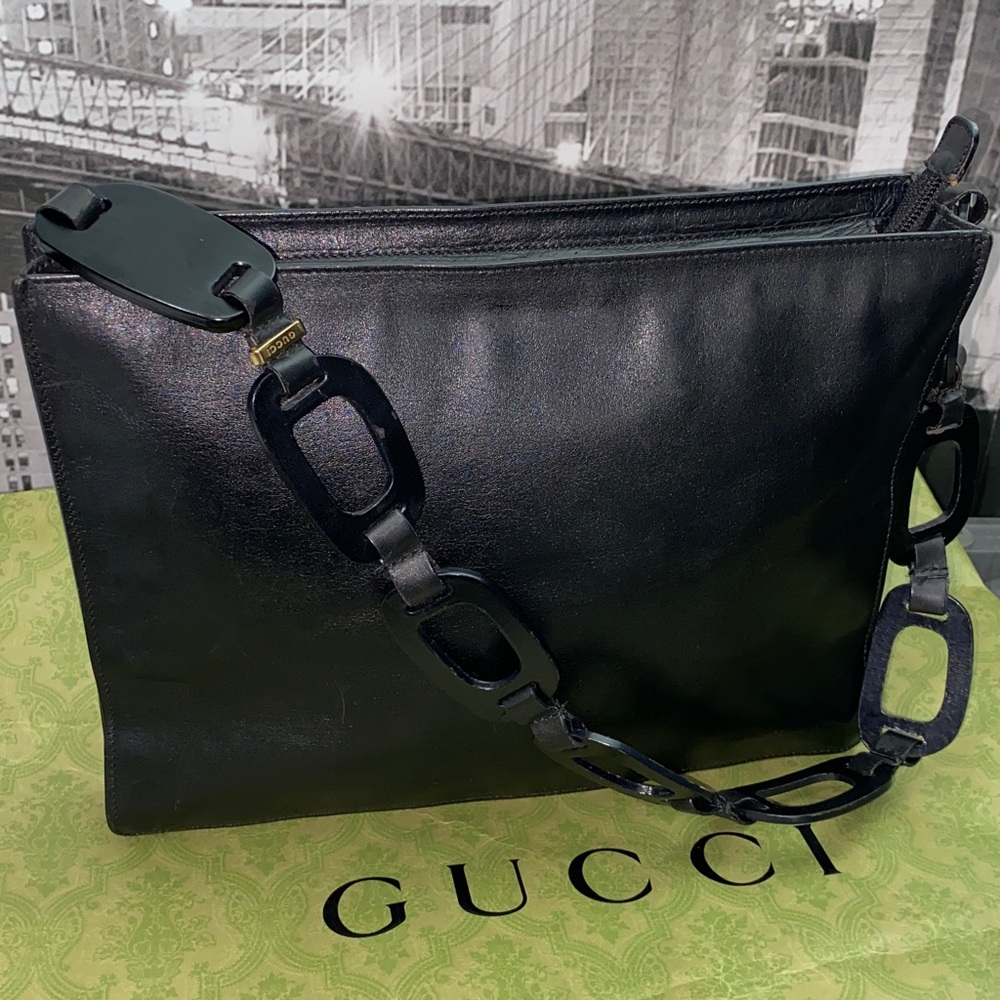 Authentic Rare Gucci Elegant black leather Bag - Picture 2 of 14